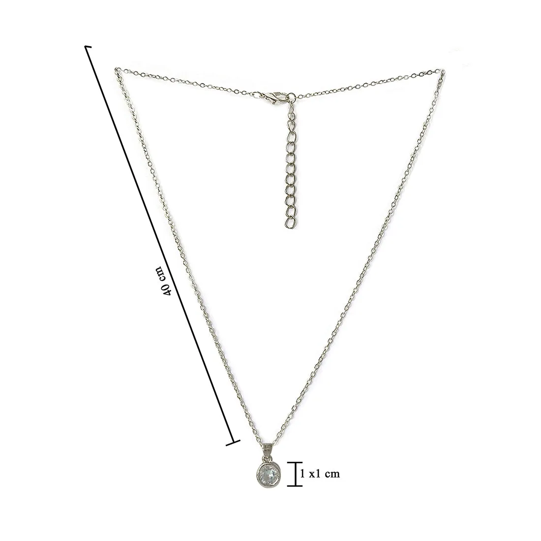 Circular Diamante Stud Silver-Toned Mini Pendant Necklace