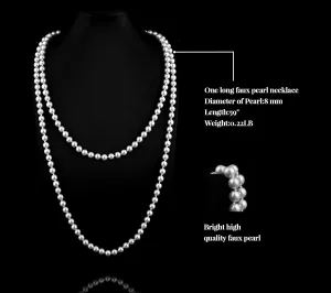 Cizoe 1920s Flapper Gatsby Costume Accessories Set 20s Flapper Headband Vintage Pearl Necklace Gloves