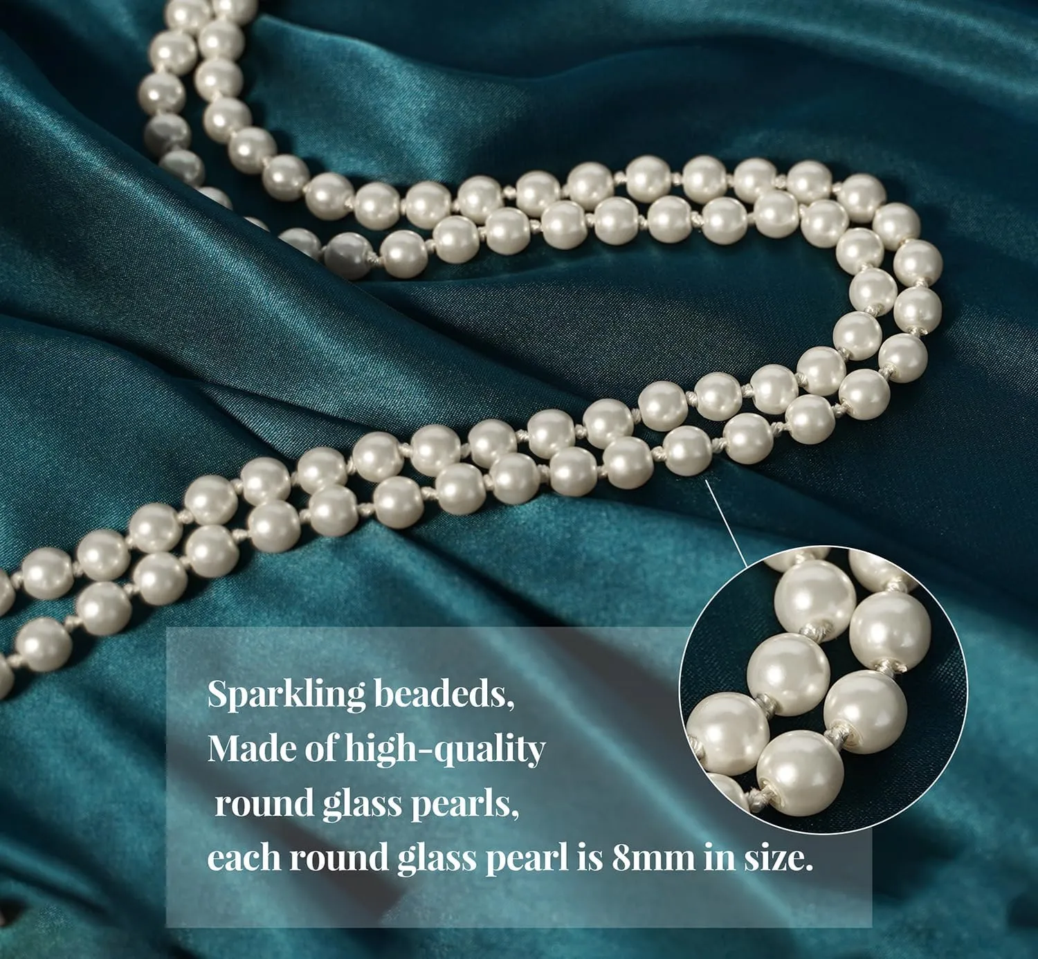 Cizoe 1920s Flapper Gatsby Costume Accessories Set 20s Flapper Headband Vintage Pearl Necklace Gloves
