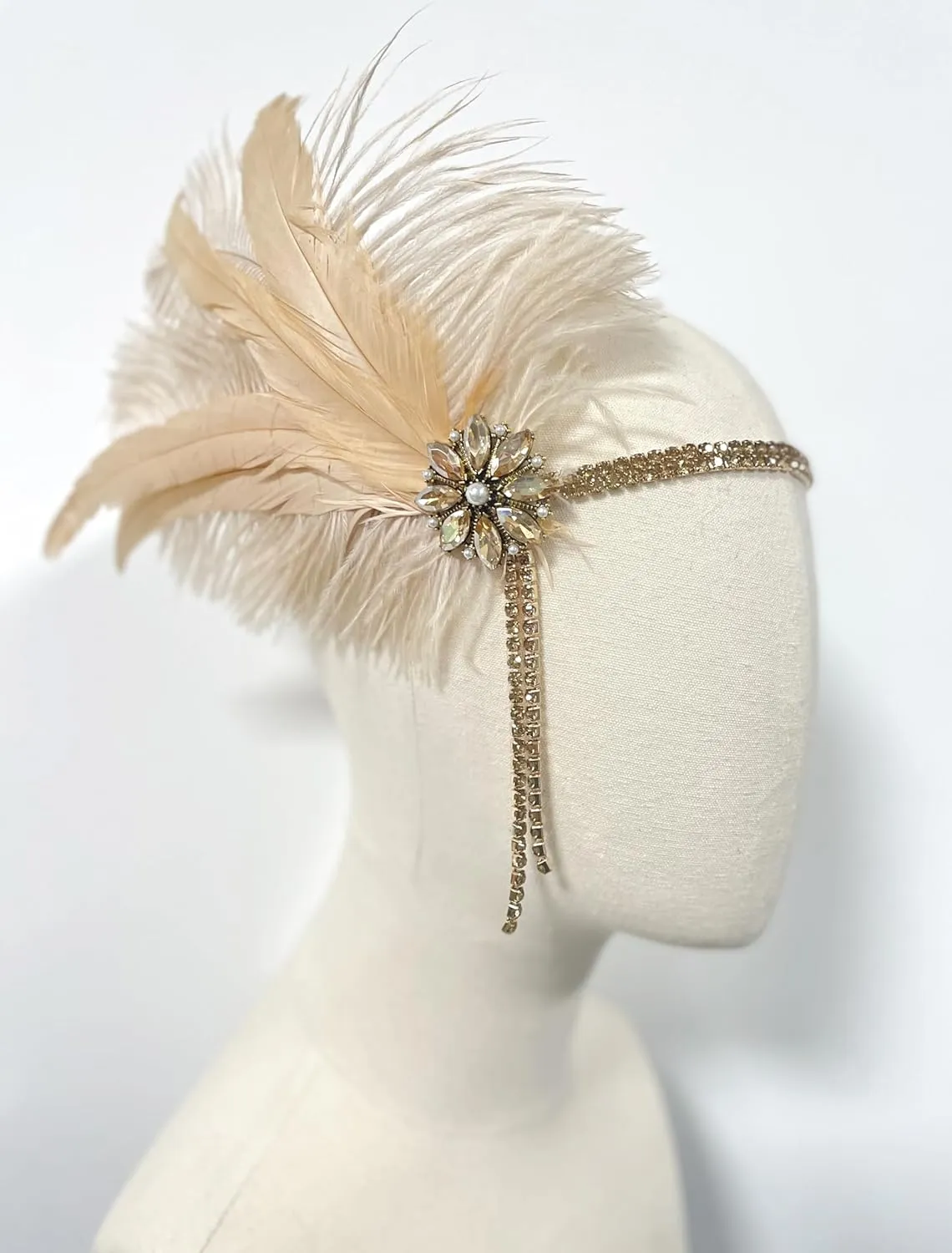 Cizoe Flapper Accessories for Women,20s Great Gatsby Accessory Set 1920s Headpiece Flapper Headband Gloves Necklace