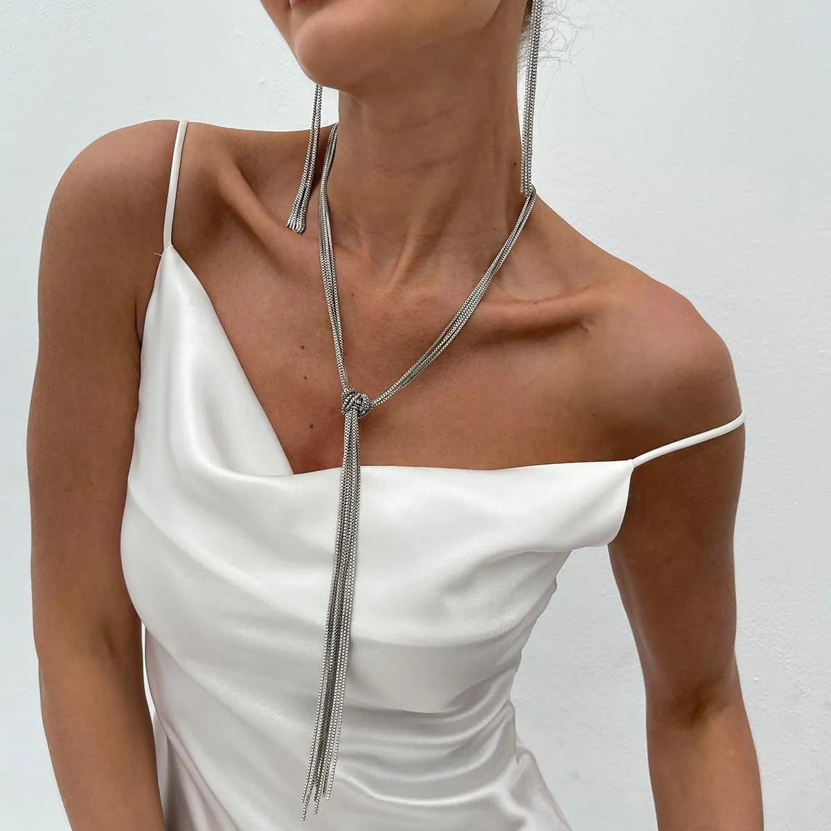 CJIAYUJEW Long Necklace Gold|Silver Plated Long Necklace Dainty Personalized Minimalist Long Chain Tassel Y Necklace Statement Long Stacked Necklace Chain Jewelry