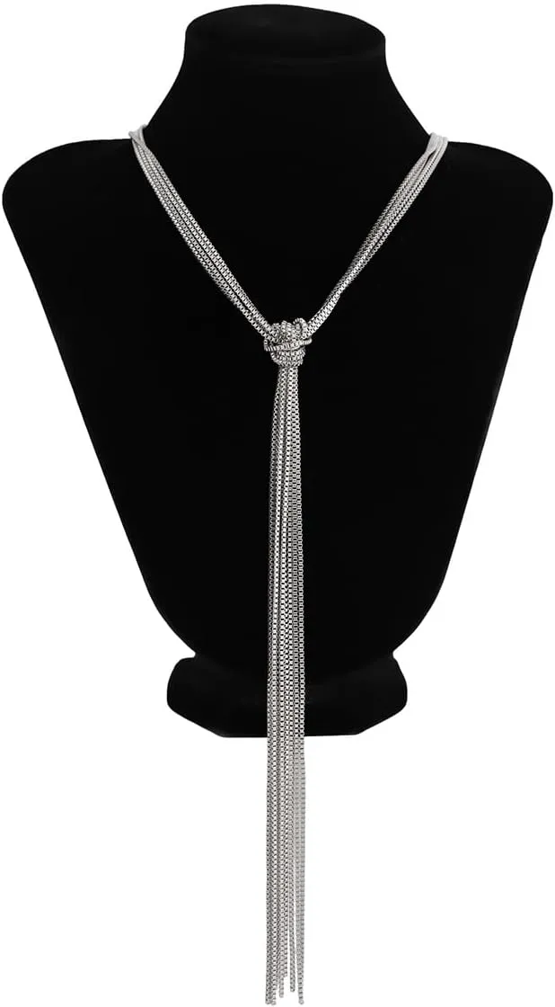 CJIAYUJEW Long Necklace Gold|Silver Plated Long Necklace Dainty Personalized Minimalist Long Chain Tassel Y Necklace Statement Long Stacked Necklace Chain Jewelry