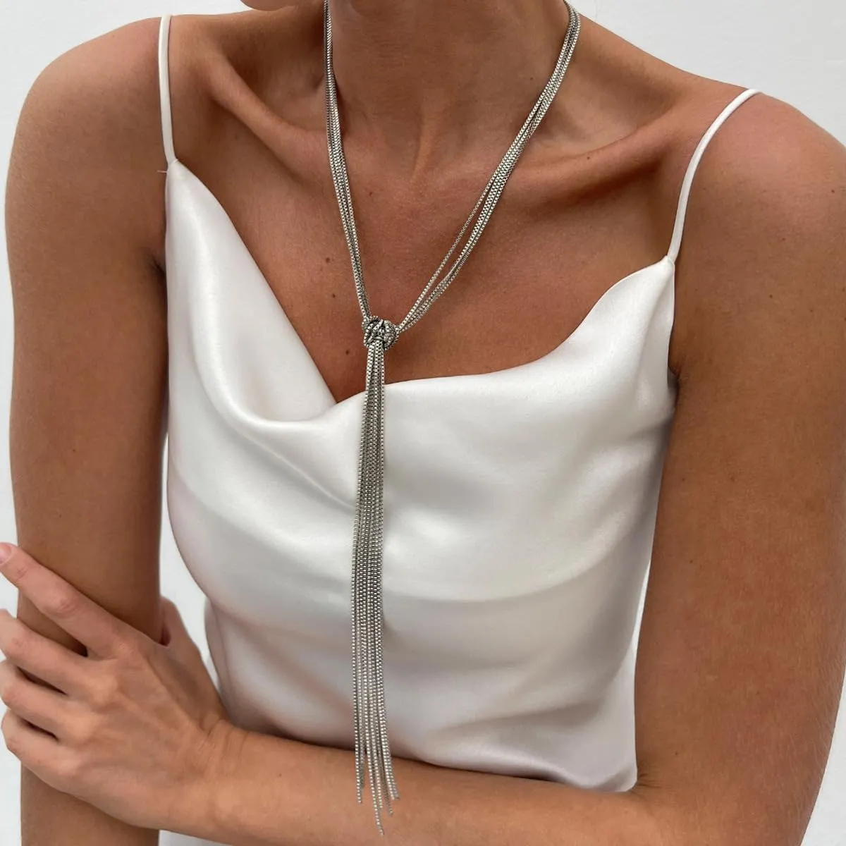CJIAYUJEW Long Necklace Gold|Silver Plated Long Necklace Dainty Personalized Minimalist Long Chain Tassel Y Necklace Statement Long Stacked Necklace Chain Jewelry
