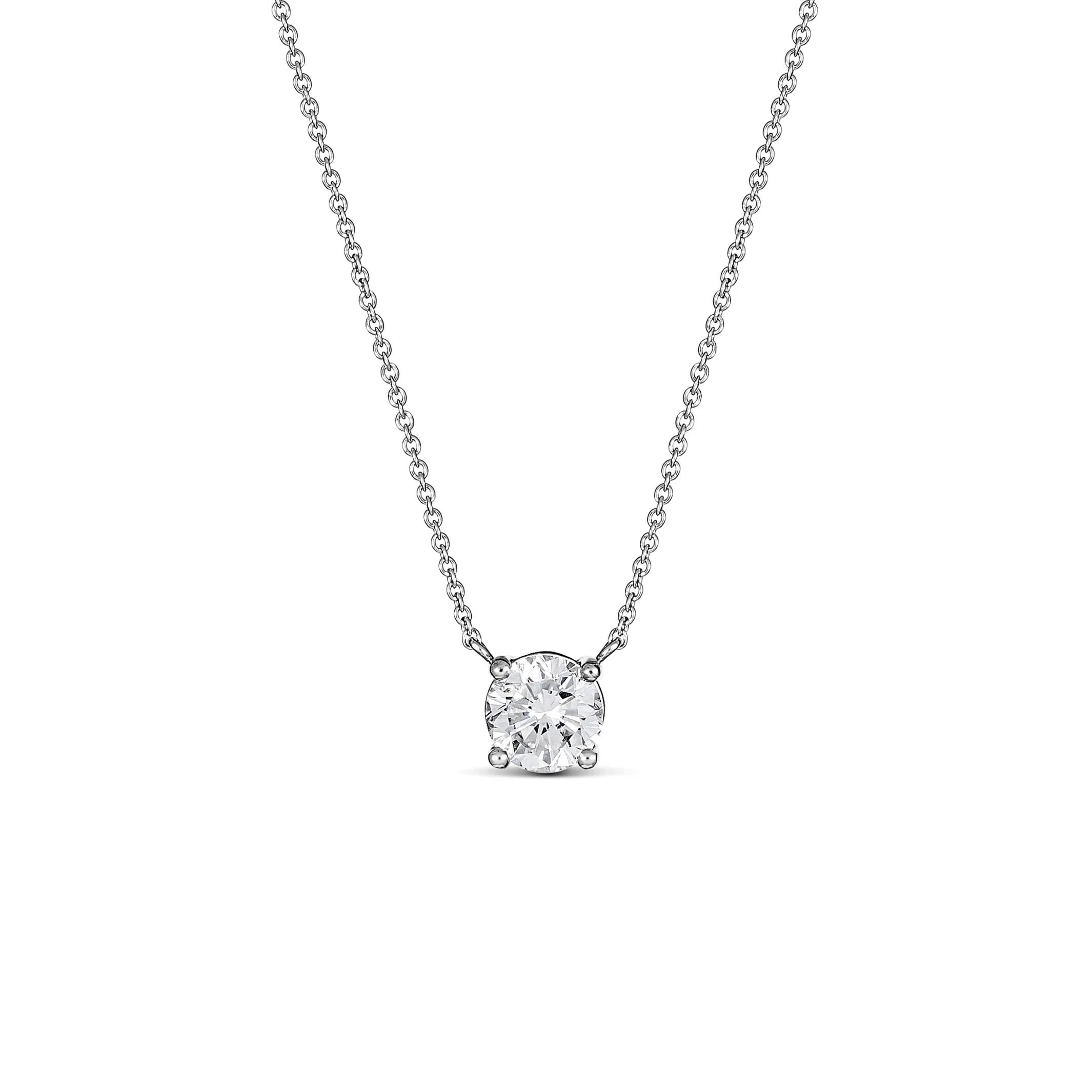Classic 4 Claw Diamond Pendant Necklace | 18K Yellow Gold