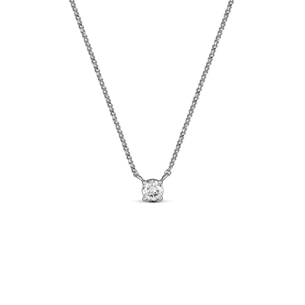 Classic 4 Claw Diamond Pendant Necklace | 18K Yellow Gold