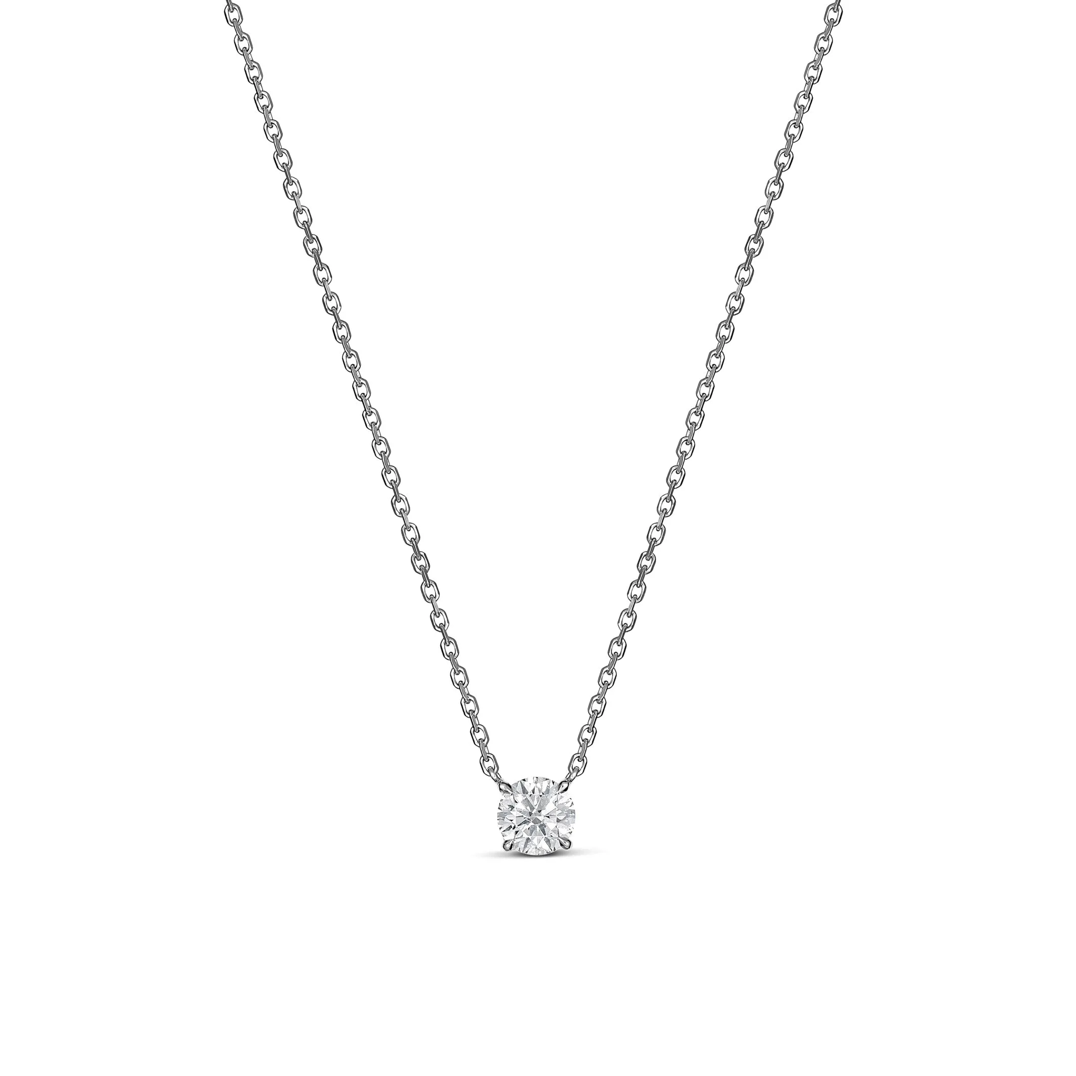Classic 4 Claw Diamond Pendant Necklace | 18K Yellow Gold