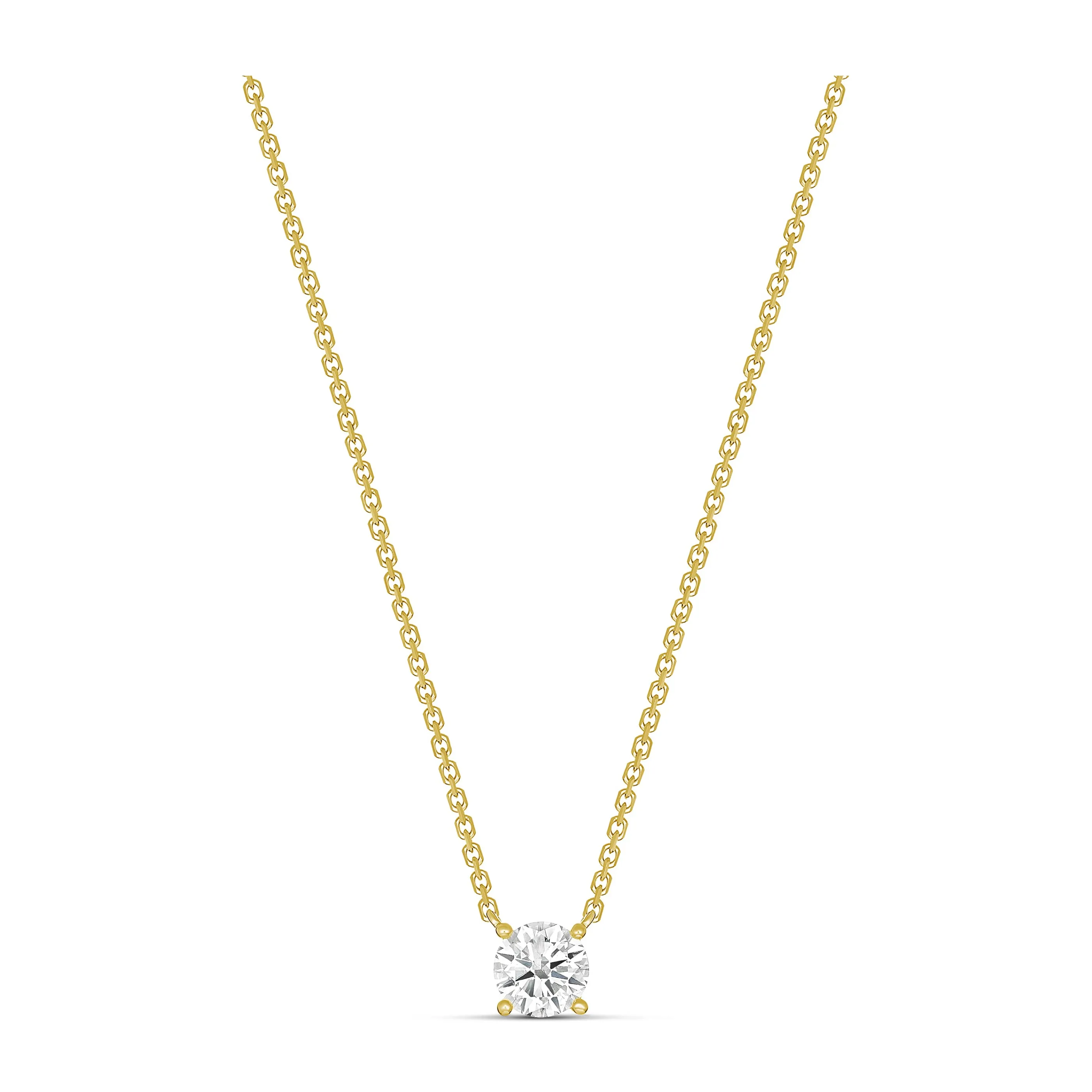 Classic 4 Claw Diamond Pendant Necklace | 18K Yellow Gold