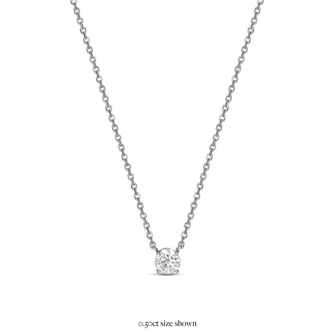 Classic 4 Claw Diamond Pendant Necklace | 18K Yellow Gold