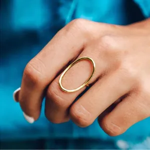 Classic Minimalist Geometric Ring 14K Gold Geometric Circle Knuckle Statement Rings Irregular Finger Rings Open Rings Shaped Geometric Ring for Women with Cubic Zirconia Statement Ring (Gold 8)
