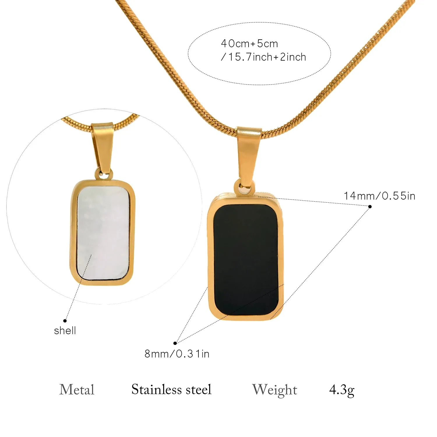 Classic Square Pendant Necklace for Women, Made of Stainless Steel
