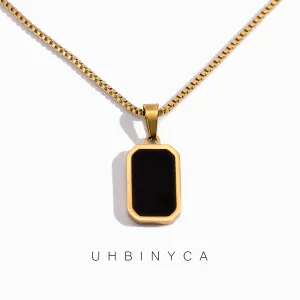 Classic Square Pendant Necklace for Women, Made of Stainless Steel