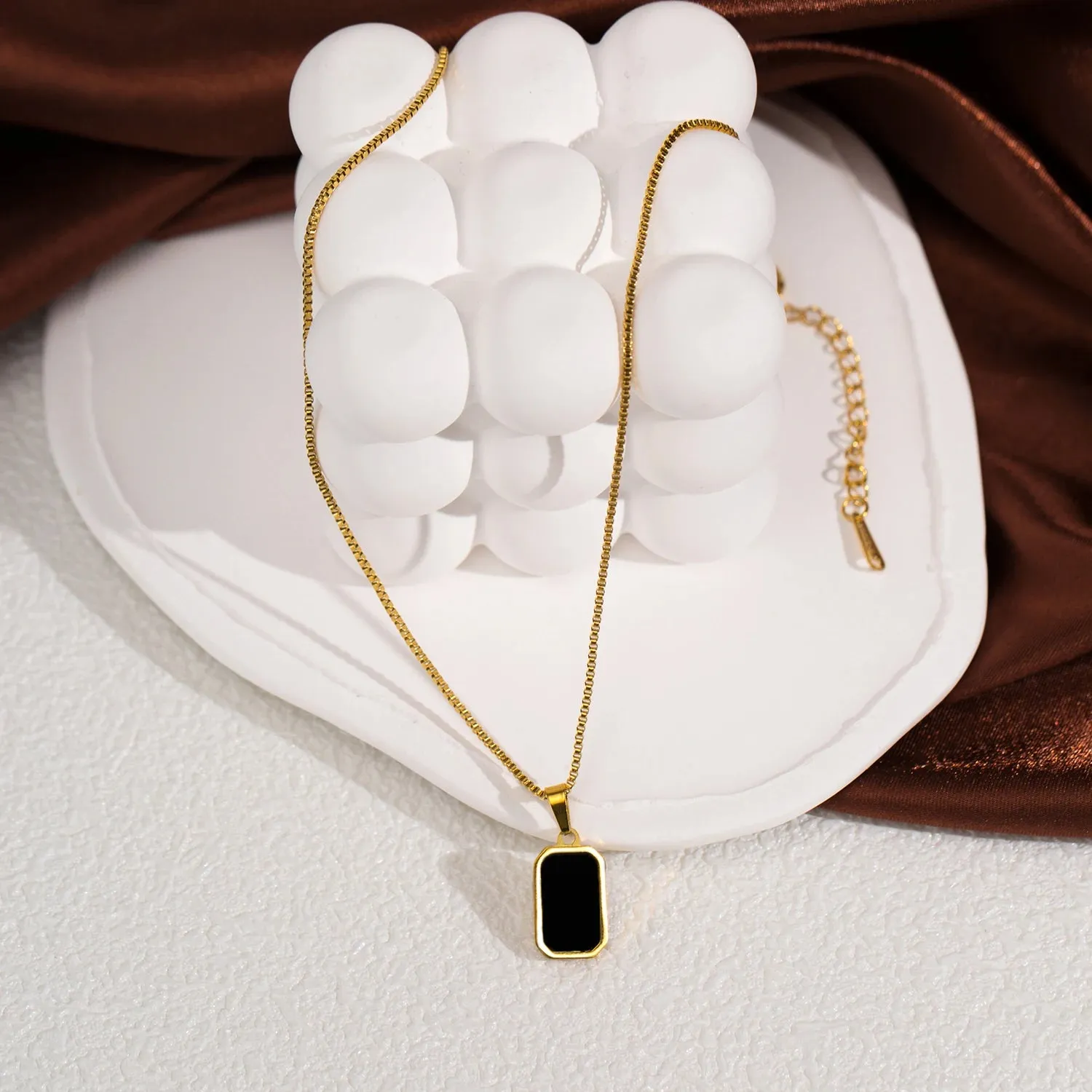 Classic Square Pendant Necklace for Women, Made of Stainless Steel