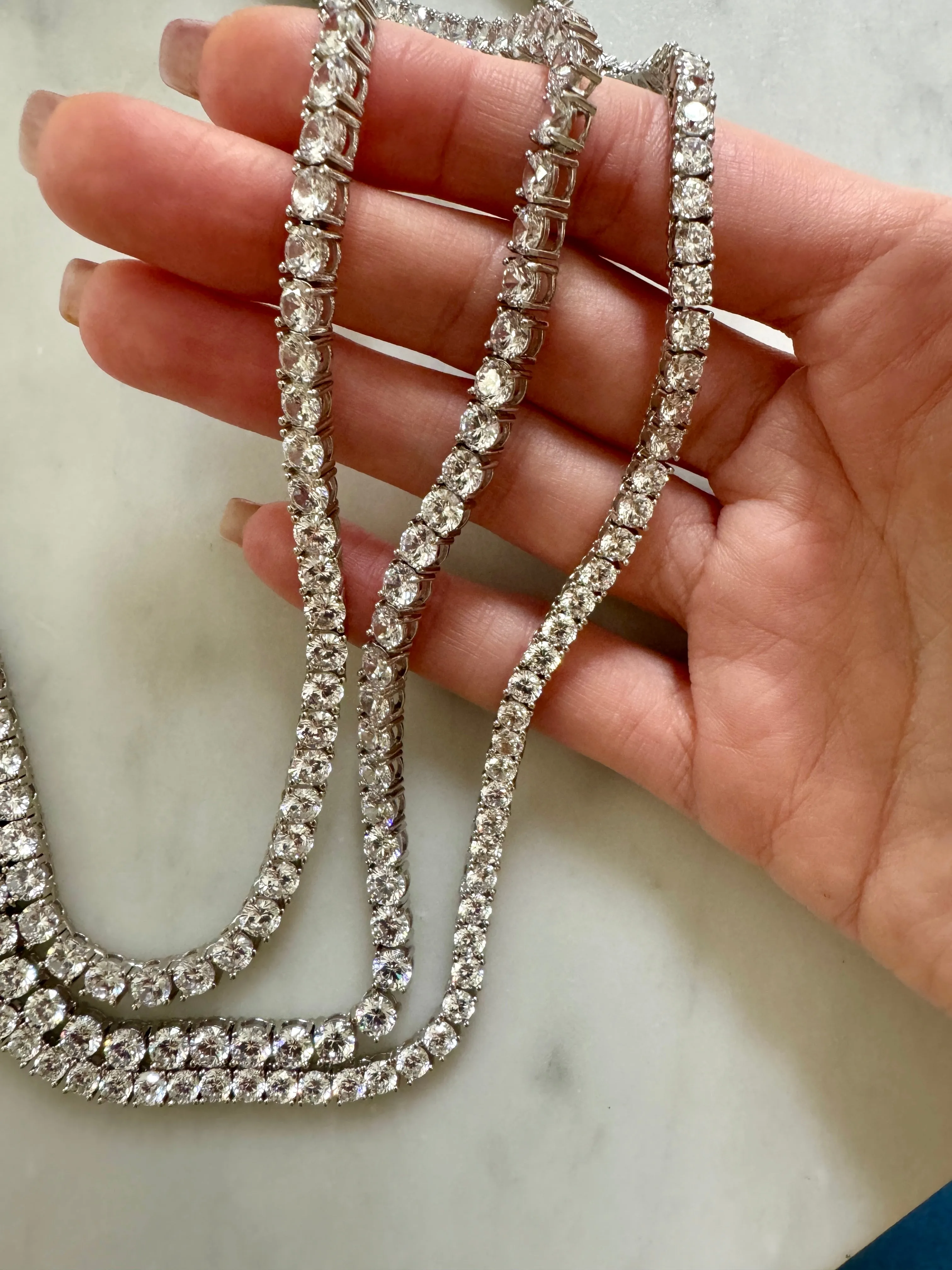 Classic Sterling Silver CZ Tennis Necklaces 16 18 20 inch
