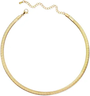 CLASSYZINT Gold Flat Chain Necklaces for Women Stainless Steel Snake Chain Cute Chokers Collar Minimalist Jewelry Simple Gift…