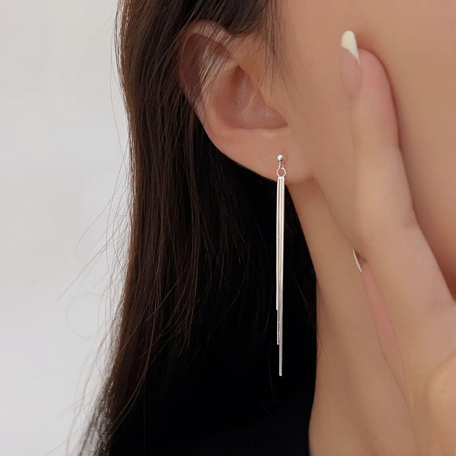 Clip on Earrings for Women 18K Gold Plated Long Drop Dangle Earrings Charming No Piercing Hoop Stud Earrings Sparkly Cubic Zirconia Tassel Ear Clips Statement Jewelry Party Prom Wedding