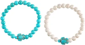 CLISPEED Turquoise Turtle Bead Stretch Bracelet for Women Minimalist Wrist Jewelry Accessory Unique Fashion