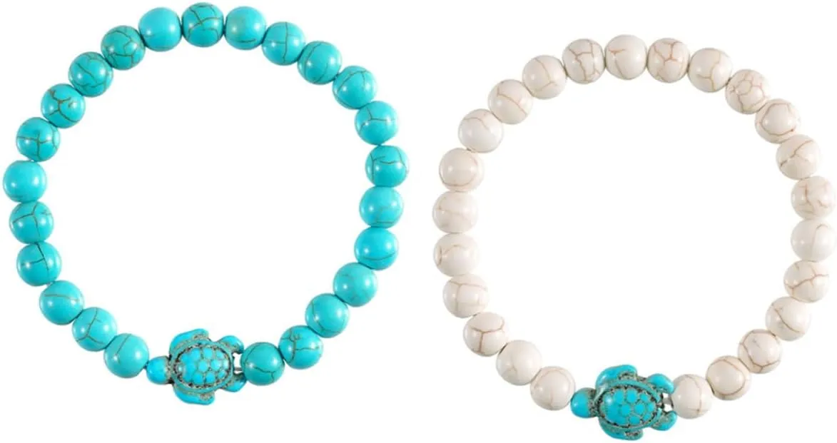 CLISPEED Turquoise Turtle Bead Stretch Bracelet for Women Minimalist Wrist Jewelry Accessory Unique Fashion