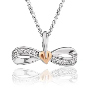 Clogau Tree Of Life Sterling Silver Rose Gold White Topaz Bow Necklace