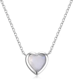 COAI Dainty 925 Sterling Silver Necklace for Women, Moonstone Crystal Necklace for Women