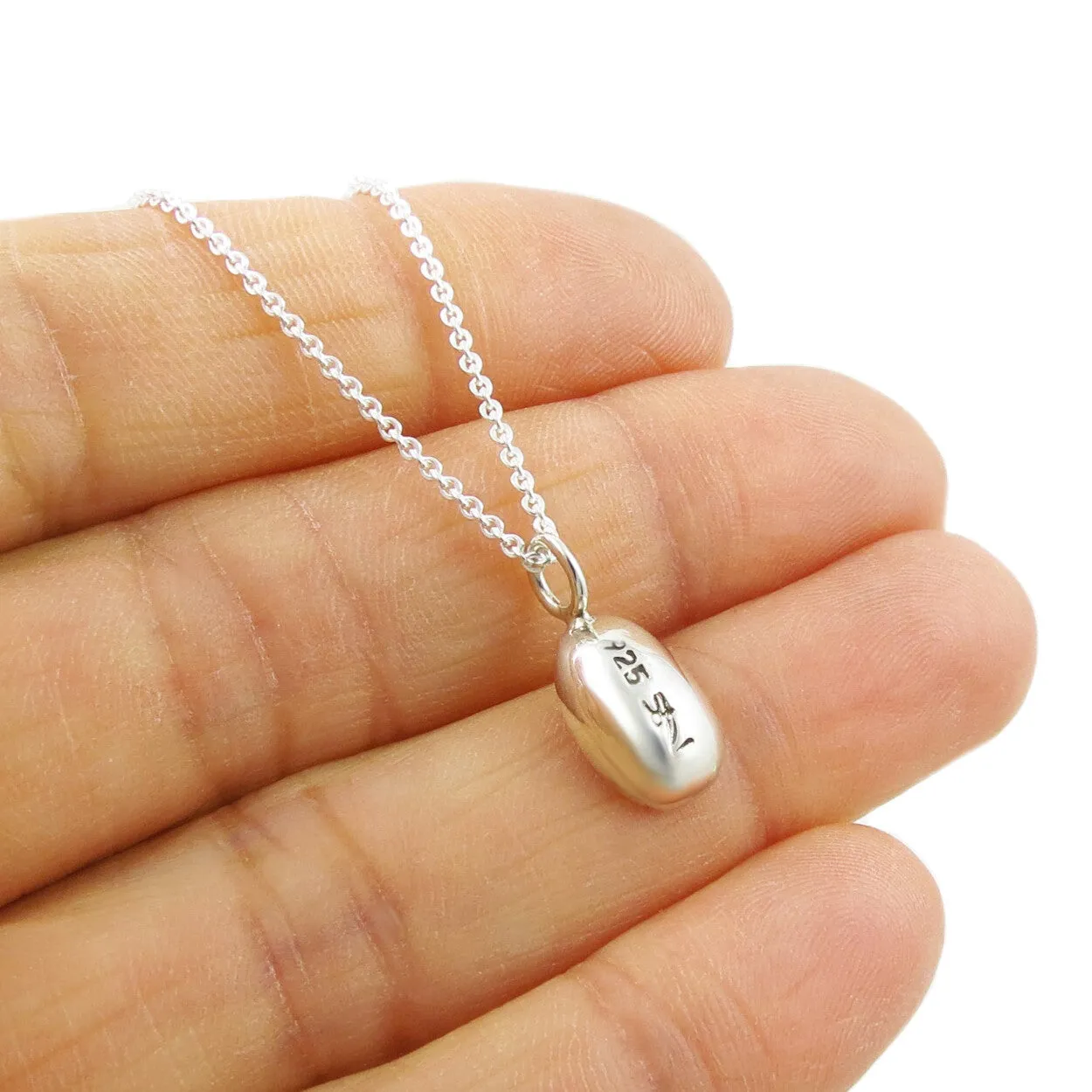 Coffee Lover 925 Sterling Silver Cocoa Bean Necklace