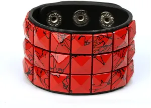 Color 3 Row Pyramid Stud Wristband Punk Leather Bracelet Jewelry Bracelet