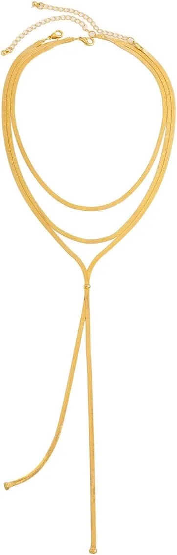 COLORFUL BLING Minimalist Dainty Gold Y Long Twisted Snake Chain Layered Choker Necklace for Women Punk Hip Hop Jewelry