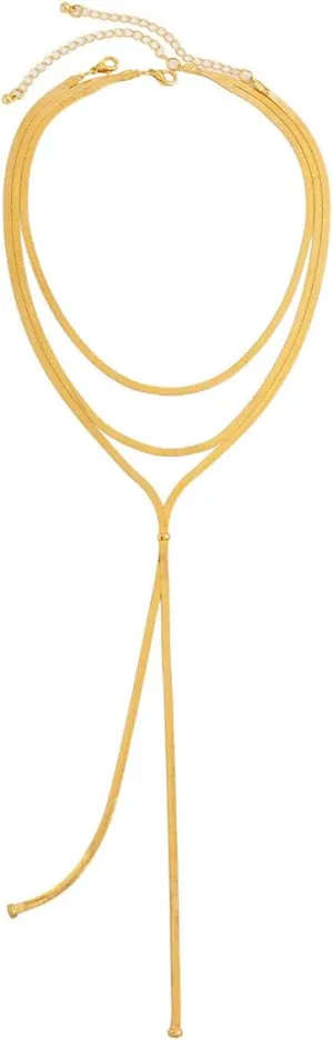COLORFUL BLING Minimalist Dainty Gold Y Long Twisted Snake Chain Layered Choker Necklace for Women Punk Hip Hop Jewelry