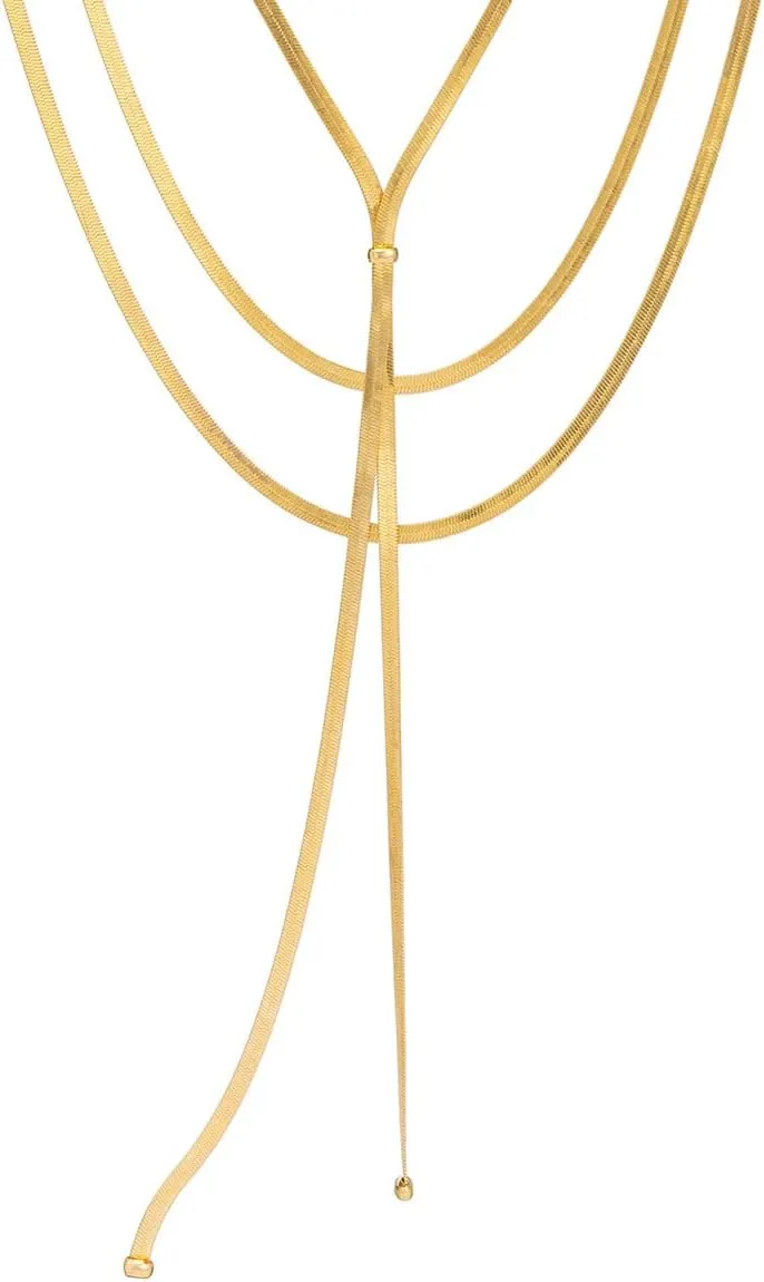 COLORFUL BLING Minimalist Dainty Gold Y Long Twisted Snake Chain Layered Choker Necklace for Women Punk Hip Hop Jewelry