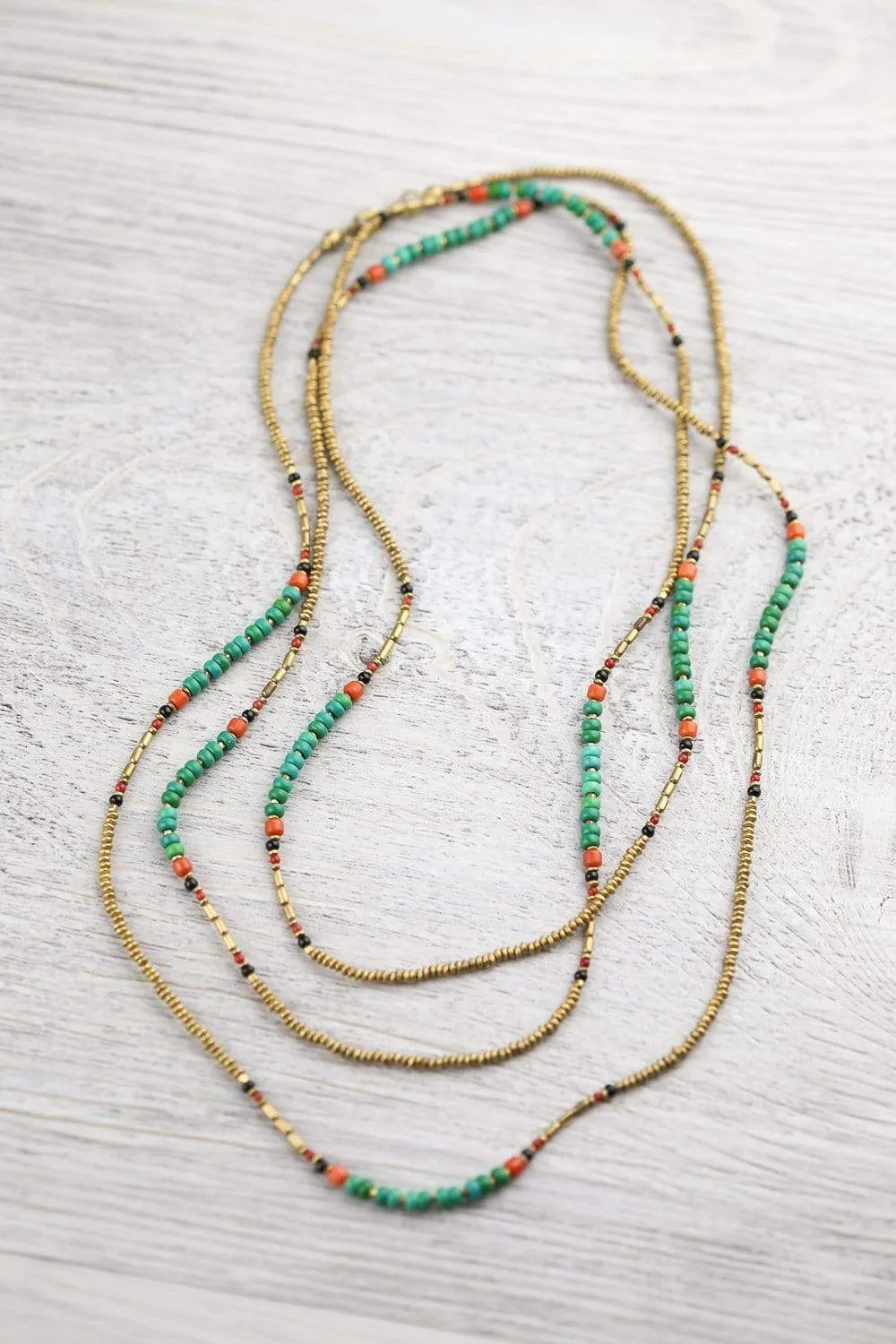 Colorful Turquoise and Gold Wrap Necklace