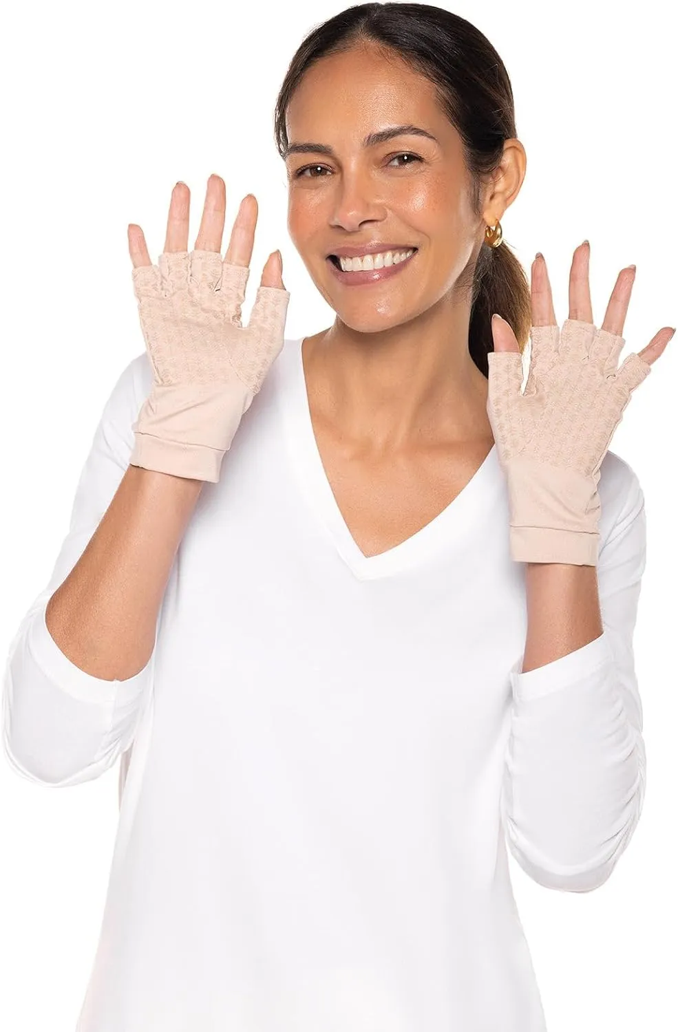 Coolibar UPF 50  Men's Women's Ouray UV Fingerless Sun Gloves - Sun Protective