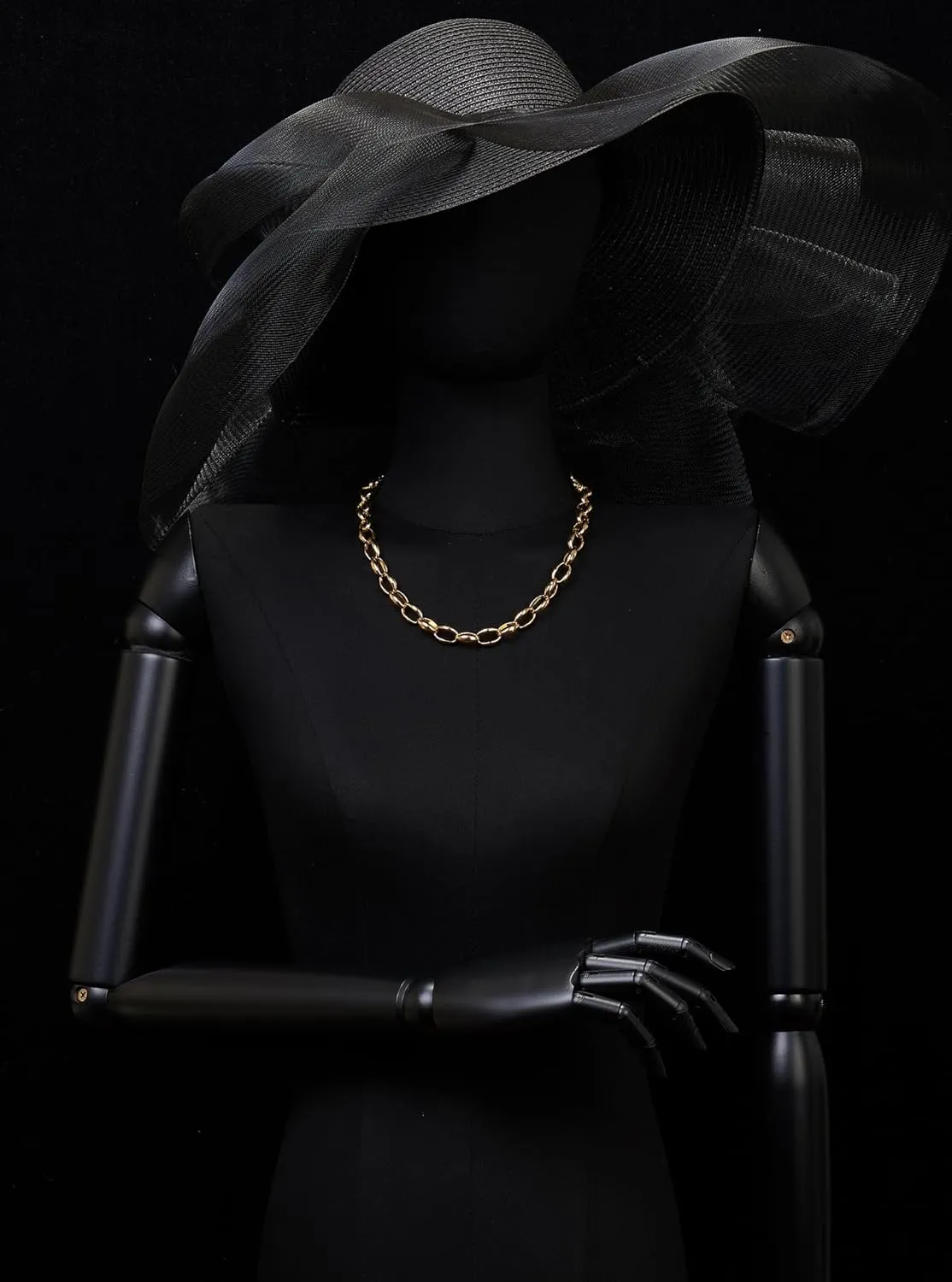 COOLSTEELANDBEYOND Choker Collar Statement Necklace, Oval Link Chain, Modern Design