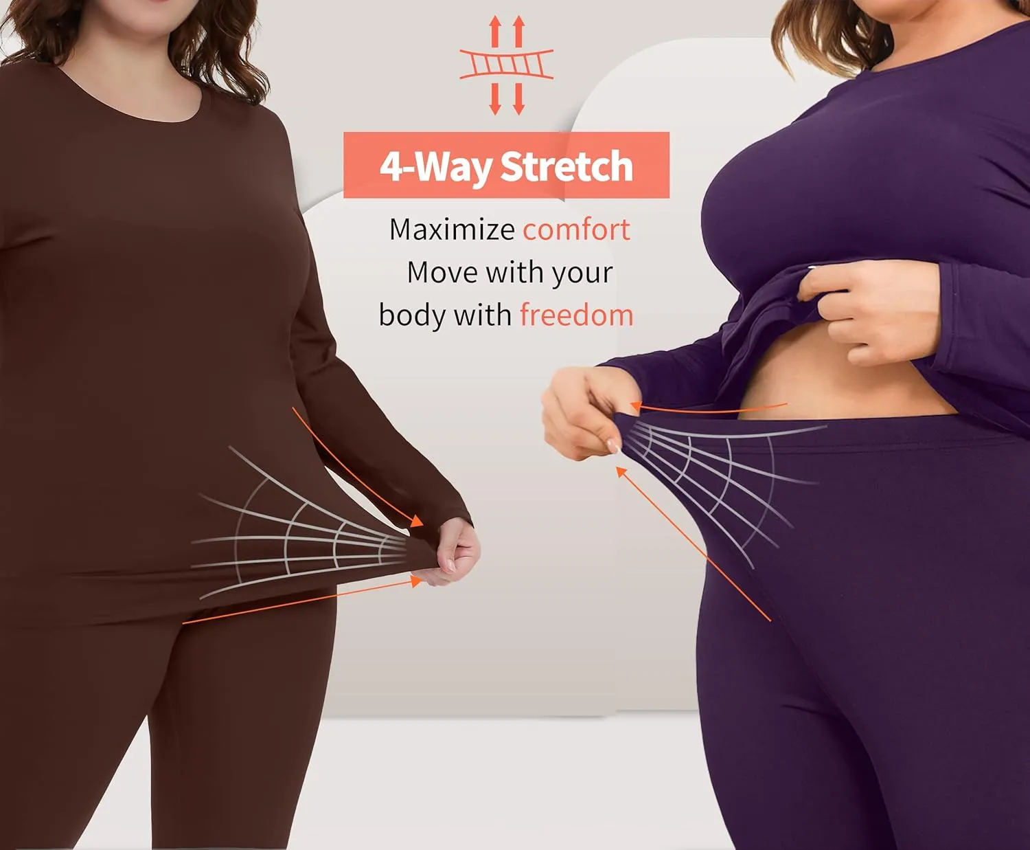 COOTRY Plus Size Thermal Underwear for Women Long Johns Fleece Lined Base Layer Top and Bottom Sets