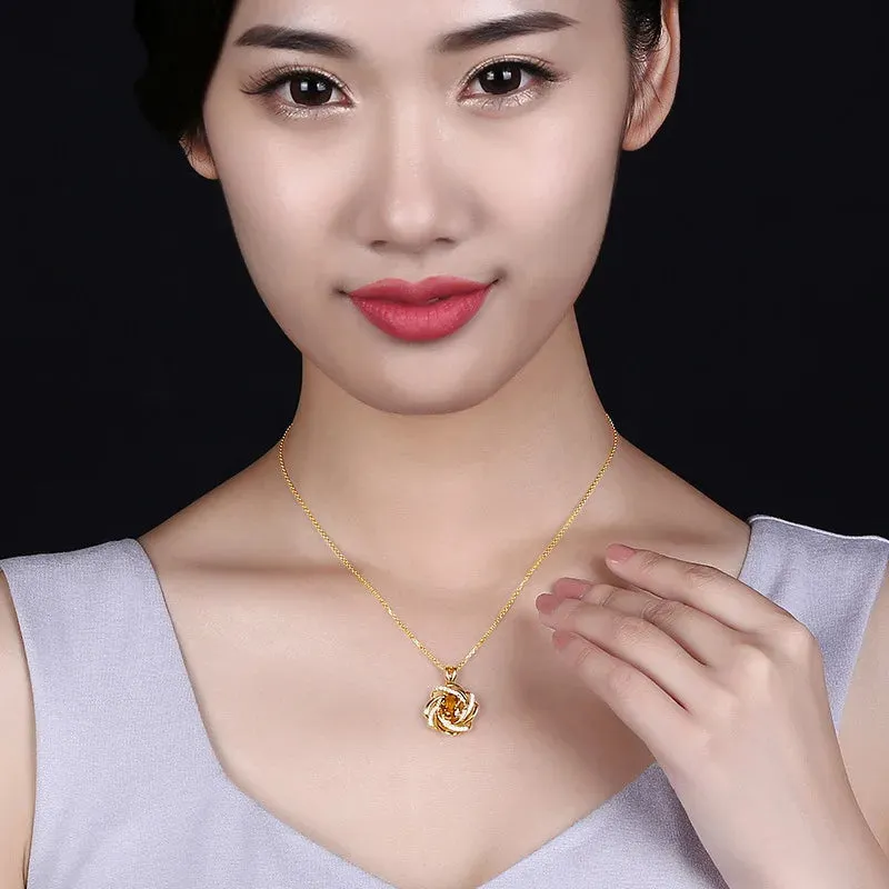 (Copper Micropaved）New Rotating Windmill Fashion Flower Color Crystal Zircon Clavicle Chain Accessories