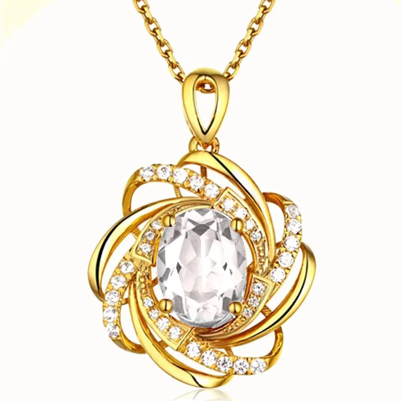 (Copper Micropaved）New Rotating Windmill Fashion Flower Color Crystal Zircon Clavicle Chain Accessories