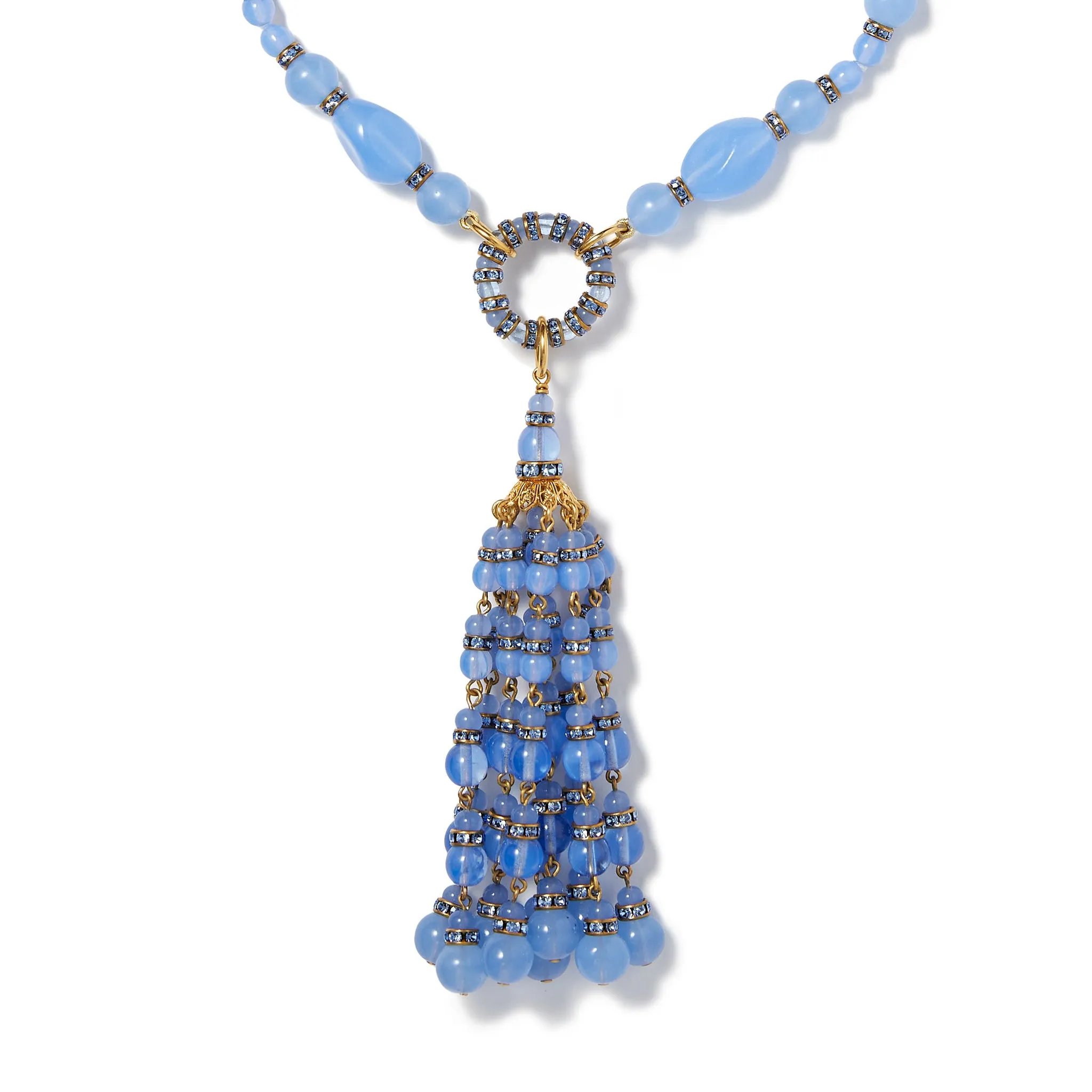 Cornflower Blue Tassel Necklace