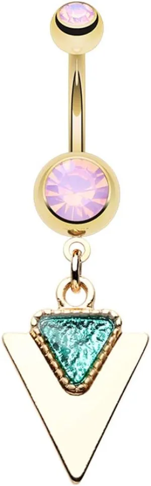Covet Jewelry Golden Geometric Triangle Dangle Belly Button Ring