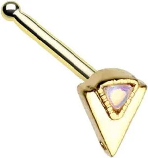Covet Jewelry Golden Geometric Triangle Moonstone Nose Stud Ring