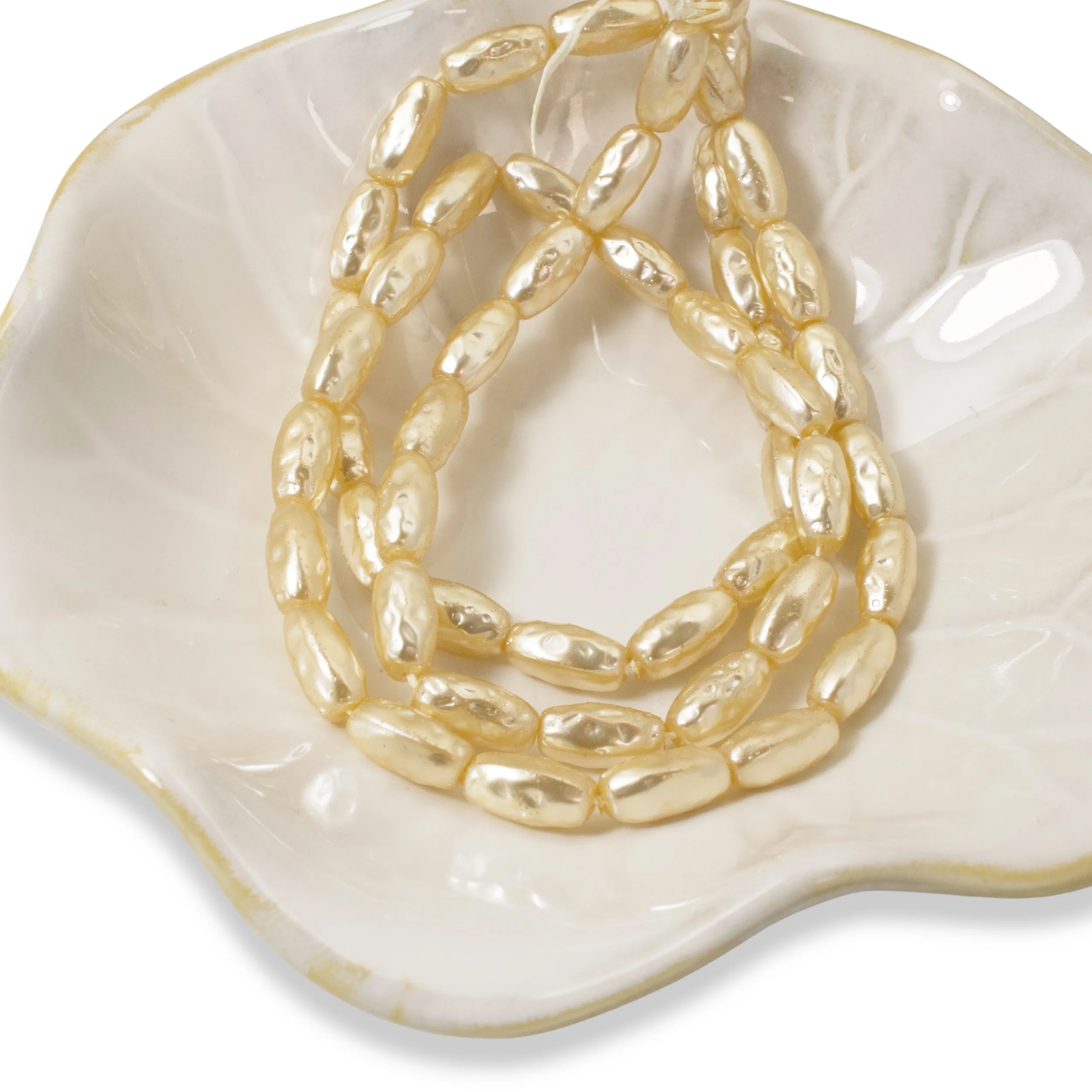 Cream Czech Glass Pearl Beads - Baroque Oval Pearls - Ideal for Bridal Jewelry