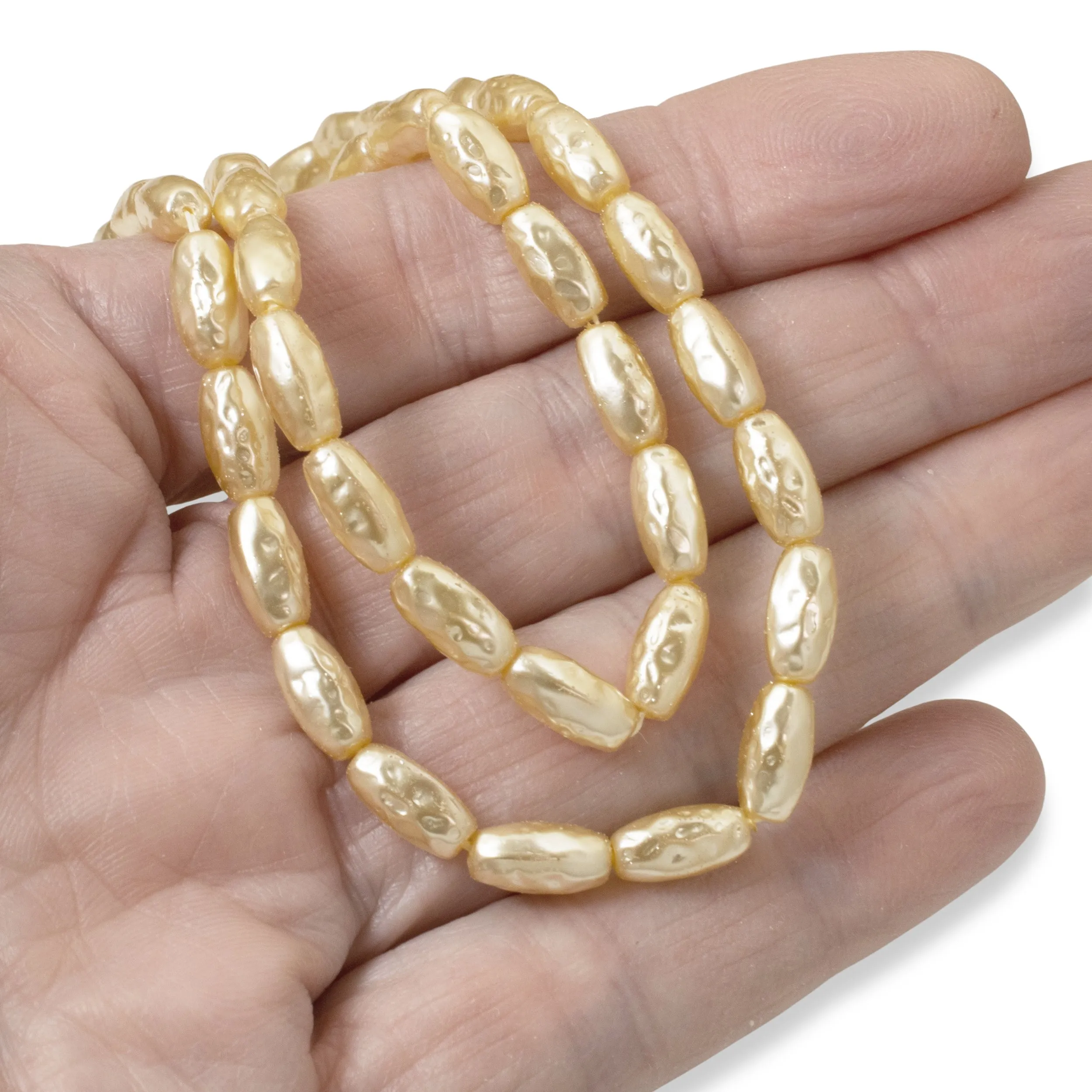 Cream Czech Glass Pearl Beads - Baroque Oval Pearls - Ideal for Bridal Jewelry