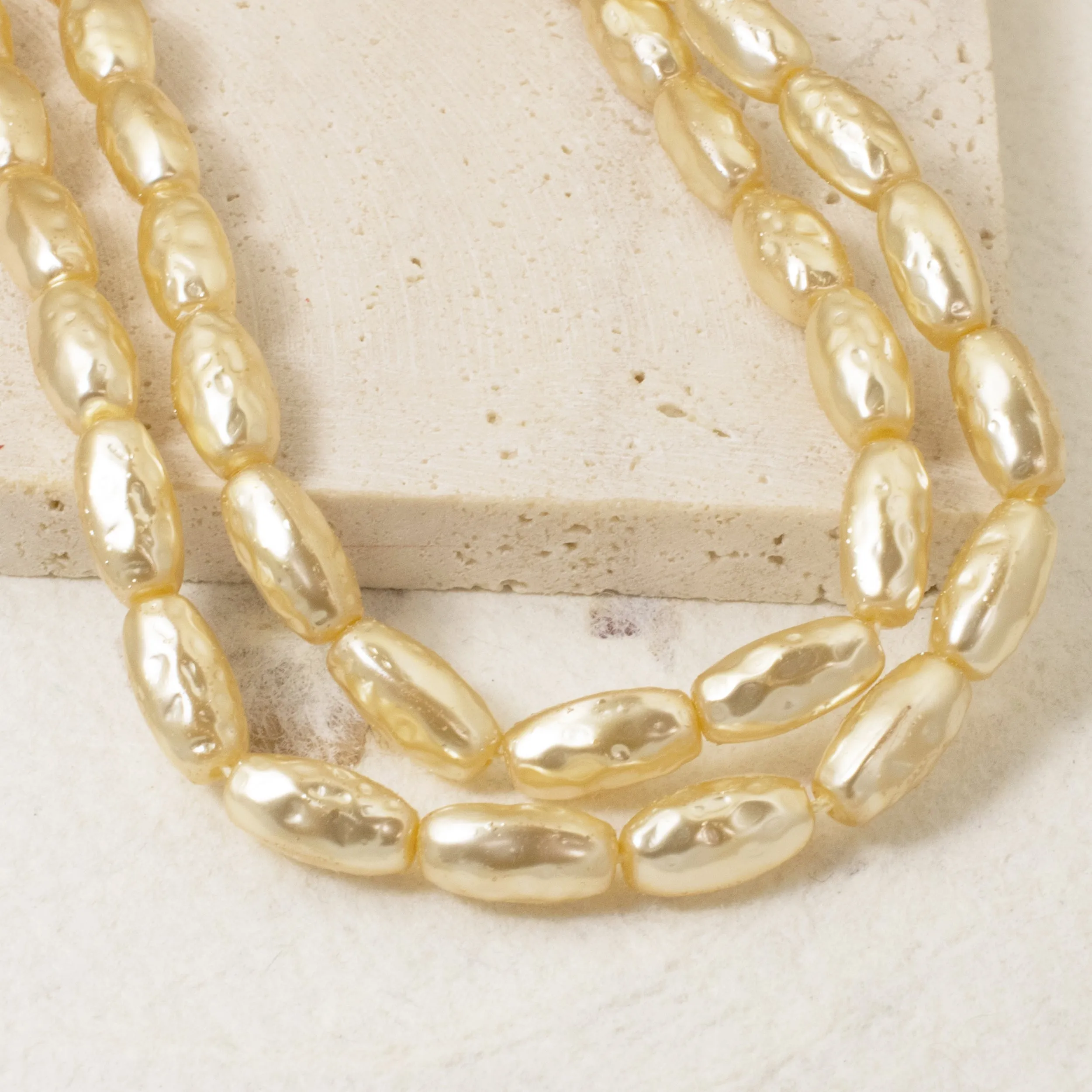 Cream Czech Glass Pearl Beads - Baroque Oval Pearls - Ideal for Bridal Jewelry