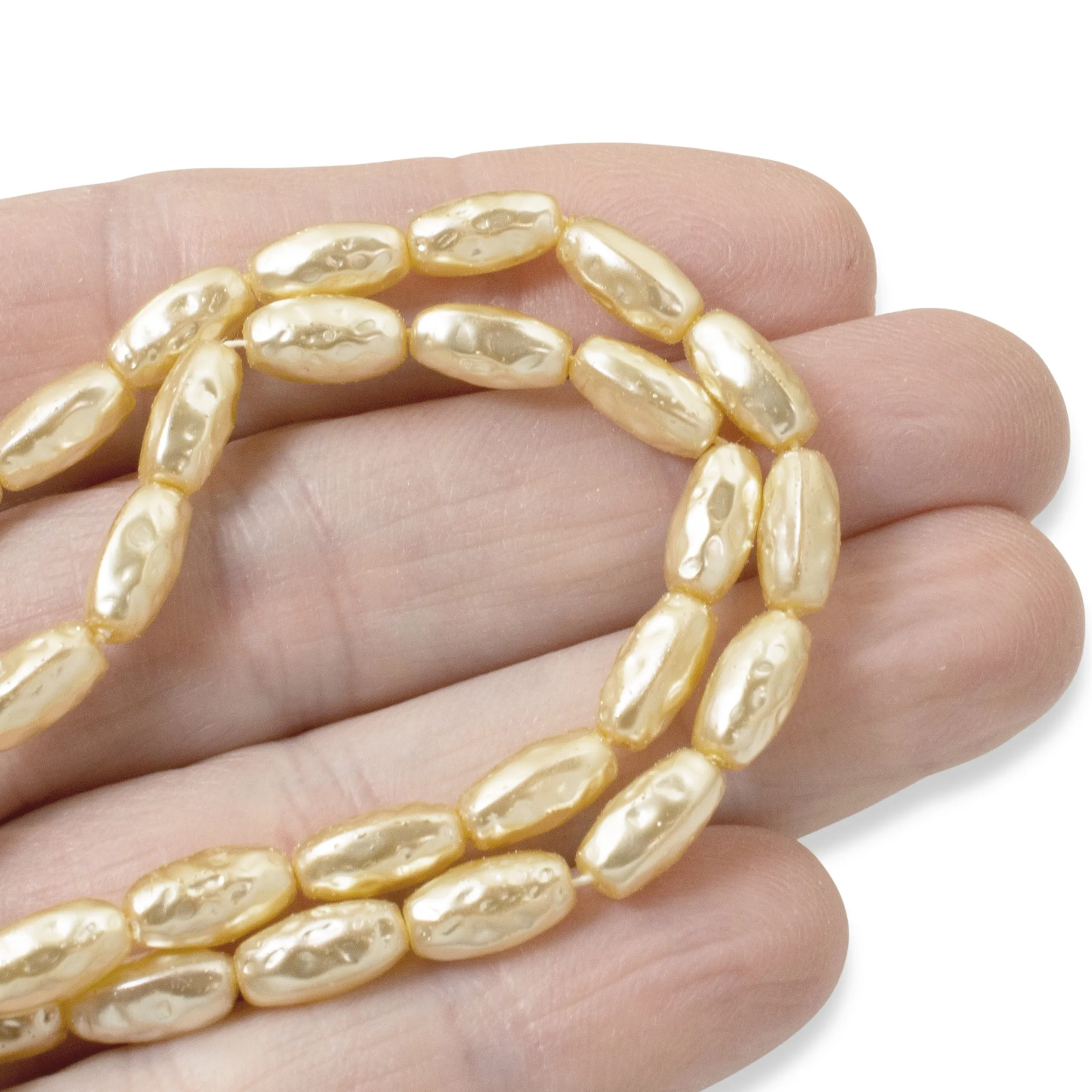 Cream Czech Glass Pearl Beads - Baroque Oval Pearls - Ideal for Bridal Jewelry