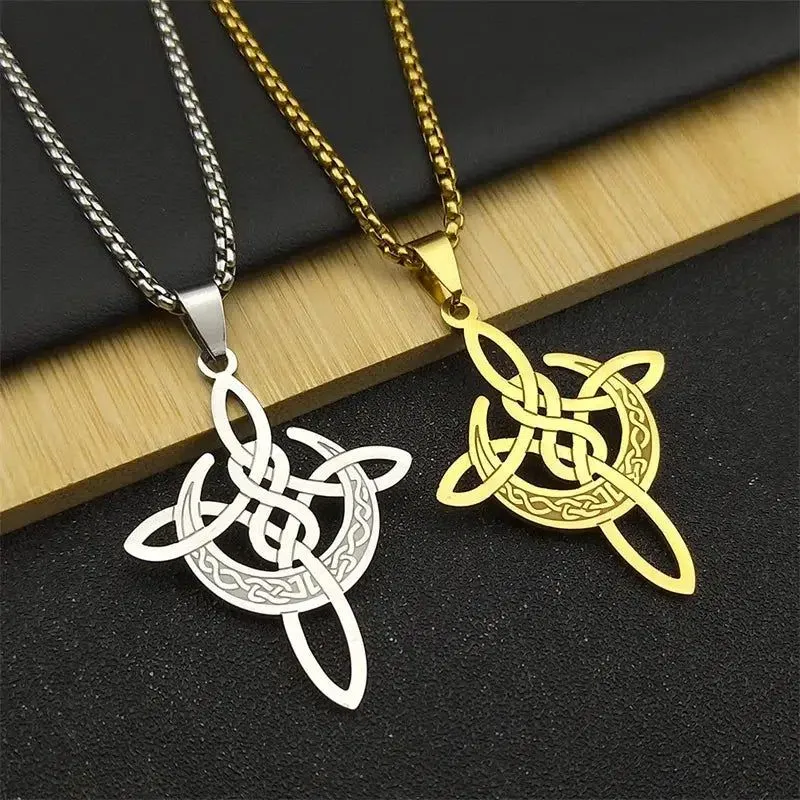 Crescent Moon Witch Knot Necklace Celtic Knot Jewelry