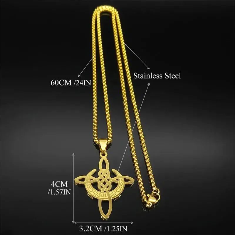 Crescent Moon Witch Knot Necklace Celtic Knot Jewelry