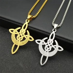 Crescent Moon Witch Knot Necklace Celtic Knot Jewelry