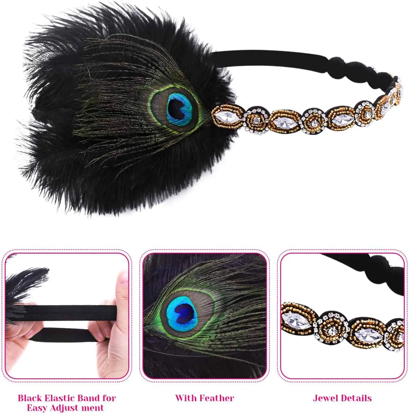 Cridoz Flapper Accessories for Women - 1920s Gatsby & Roaring 20s Style