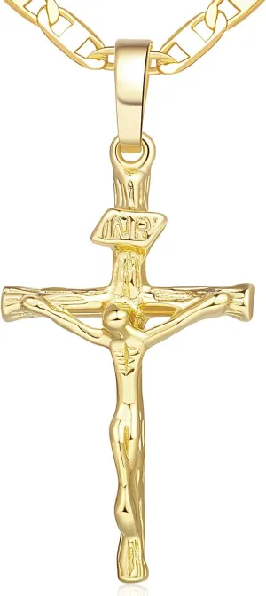 Cross Necklace 14K Gold Necklaces for Women Crucifix Necklace Gold cross Pendant 45cm