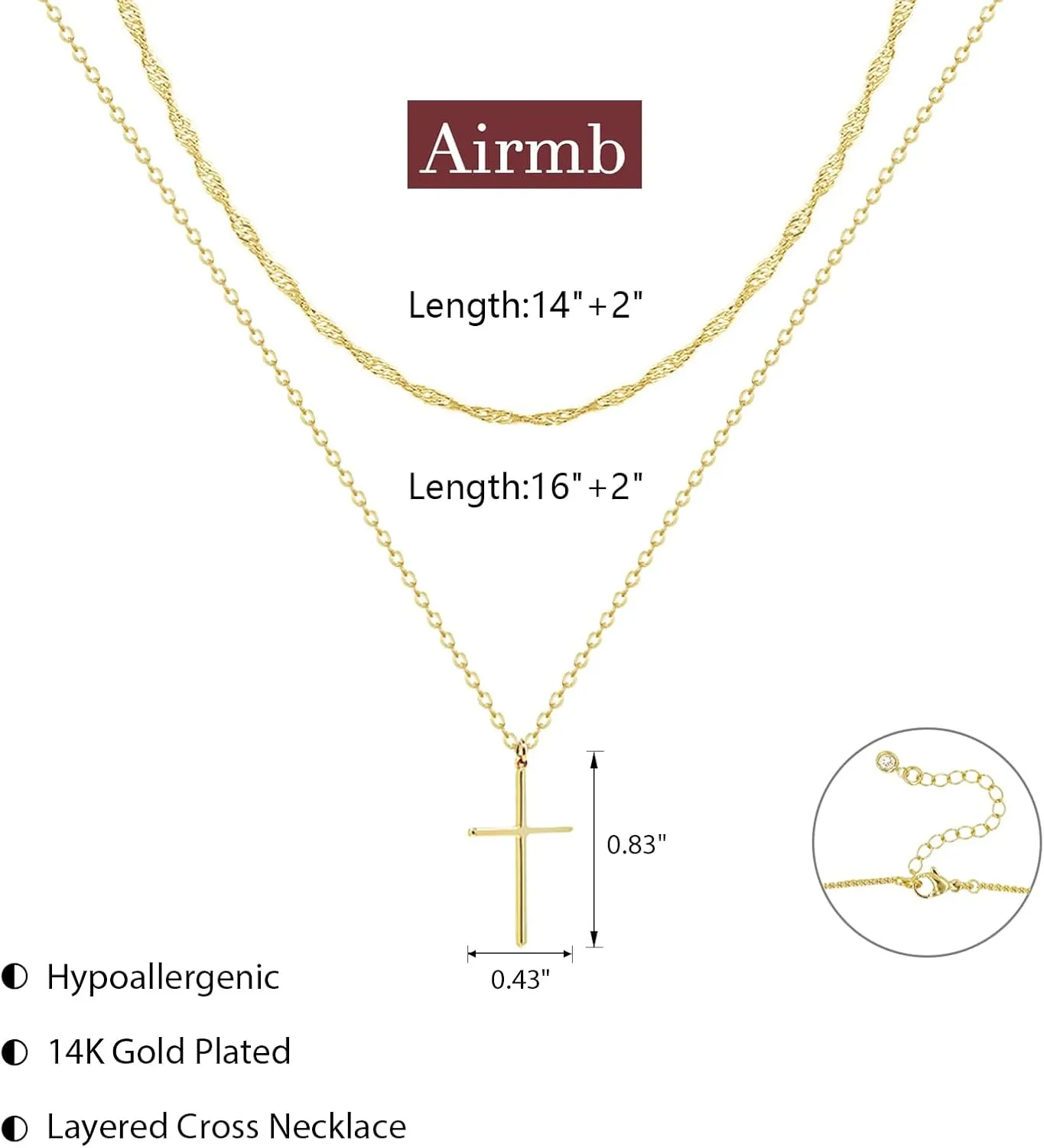 Cross Necklace for Women Gold/Silver Plated Layered Dainty Cross Chain Trendy Choker Satellite Charm Small Crucifix Pendant Gold/Silver Necklace Stackable Hypoallergenic Delicate Gift for Women
