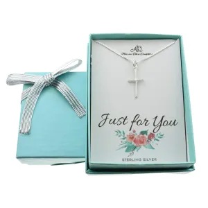 Cross Necklace in Sterling Silver on a 16 Inch Sterling Silver Box Chain. Little Girl Jewelry. Girls Jewelry. Christian. First Communion. Gifts for Girls 8-10. Jewelry for Girls. Cross Charm Necklace.