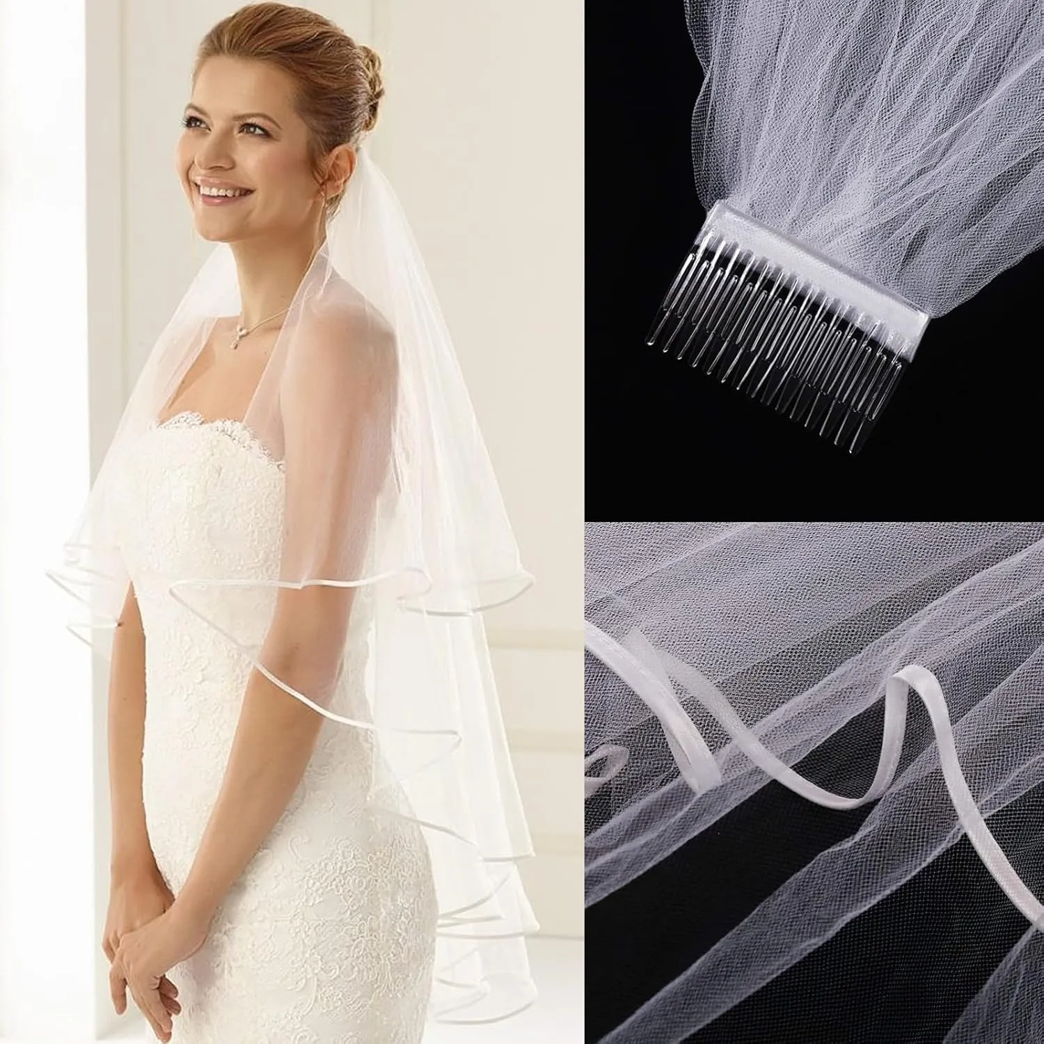 Crown for Women Bride to Be Set, 6 Pack Bride to Be Sash & Crown, Corsage, Lace Gloves & Shoulder Length Veil