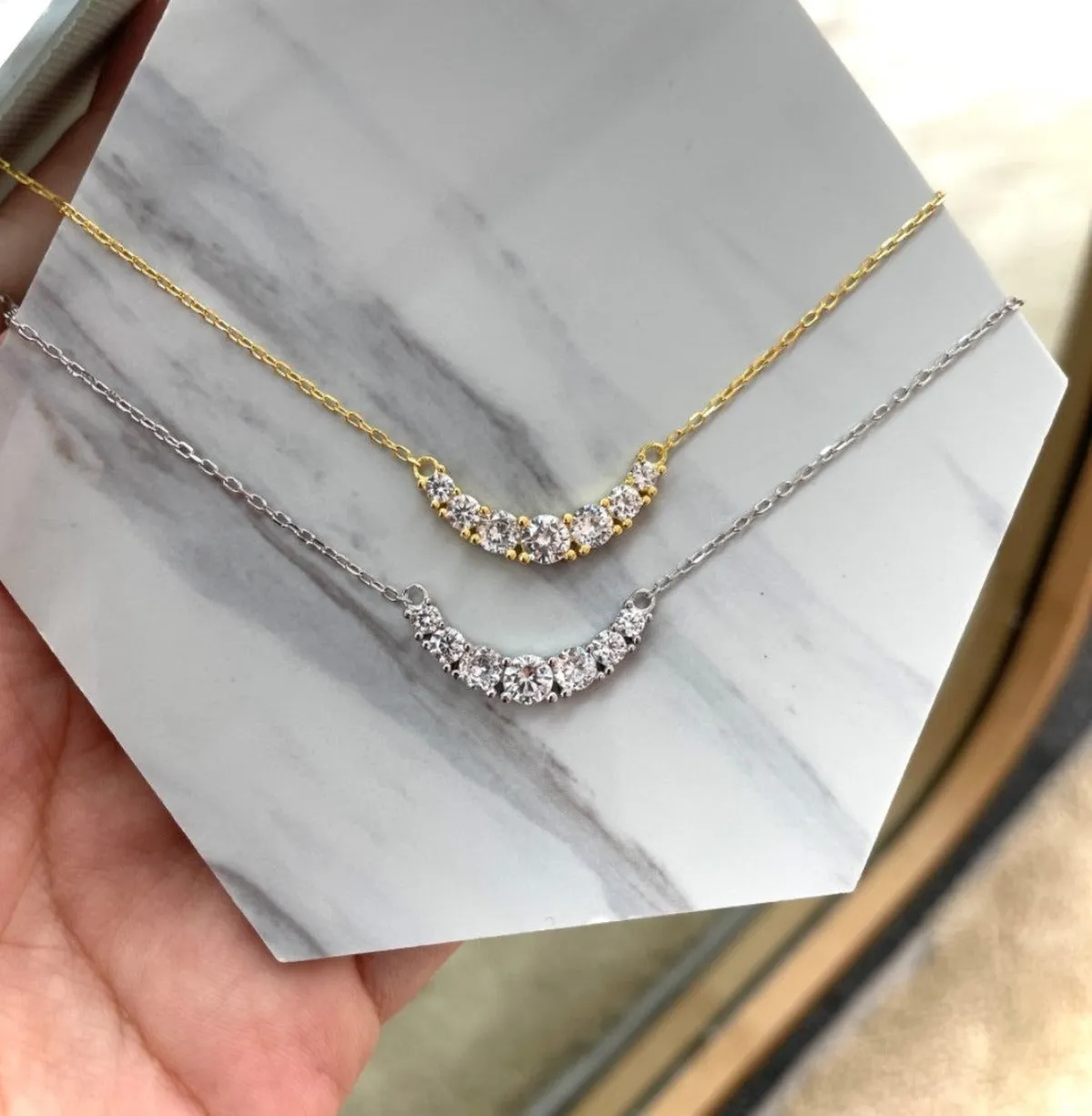Crystal Curved Bar Necklace
